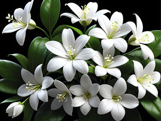 Sampaguita Splendor: A Celebration of Purity, Simplicity, and Devotion in the National Flower of the Philippines. generative AI