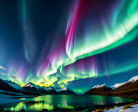 Southern Lights Splendor: A Mesmerizing Encounter with the Aurora Australis in New Zealand. generative AI