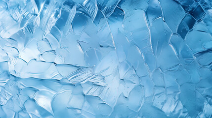 The texture of frozen glass with crystal ice formations