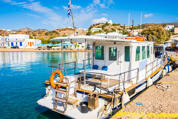 Fishing boat in Kimolos port Kimolos island, Cyclades, Greece
