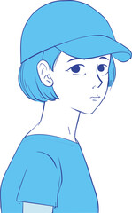 투명한 배경 위에 만화 여자 캐릭터