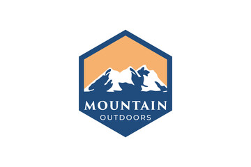 Adventure mountain outdoor hexagon emblem logo for outdoor related industry logo