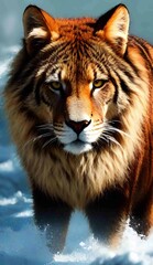 leon tigre de las montañas feroz peludo fotografia melena fauna salvaje mirada temible felino