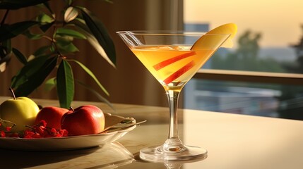 Fresh-APPL Martini with apple sidr and vanilla syrup - obrazy, fototapety, plakaty
