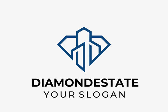 Luxury estate logo design, diamond and home real estate logo design