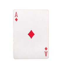 Ace of diamonds playing card on a transparent background 