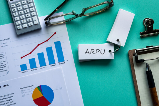 There is word card with the word ARPU. It is an abbreviation for Average Revenue Per User as eye-catching image.