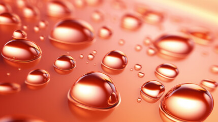 closeup of   water droplets on surface in peach fuzz color of the year  2024 