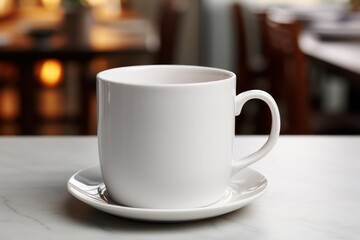 Mockup White Coffee Cup on Saucer Generative AI