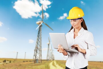 Engineer working with alternative eco energy resource