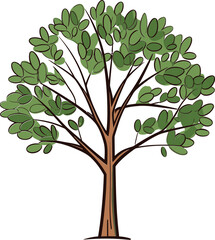 Obraz premium Artisanal Canopies Hand-Drawn Tree Vector CompilationFoliage Frescoes Hand-Rendered Tree Vector Gallery