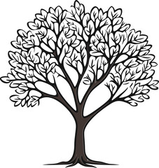 Fototapeta premium Rustic Reverberations Hand-Drawn Tree Vector SeriesFoliage Frescoes Handcrafted Tree Vector Showcase