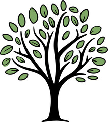 Obraz premium Tranquil Sketches Hand-Drawn Tree Vector DiariesFoliage Fantasies Illustrated Tree Vector Dreams