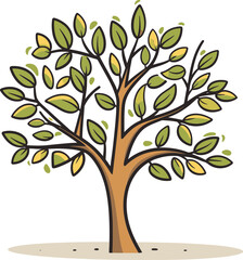 Obraz premium Whimsical Woodwork Illustrated Tree Vector SketchesEnchanted Echoes Artistic Tree Vector Resonance
