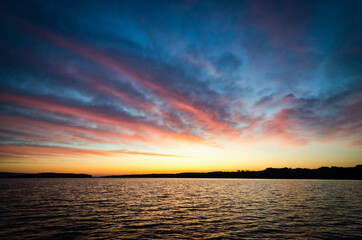 Early summer morning sky over Swedish lake