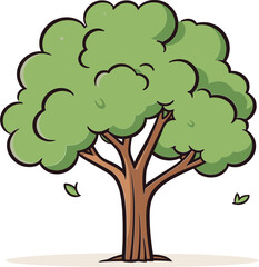 Arboreal Ambiance Handcrafted Vector AmbianceTranquil Treetops Hand-Drawn Tree Vector Treetops