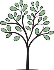 Obraz premium Tranquil Tranquility Hand-Drawn Tree Vector TranquilityFoliage Frescoes Illustrated Tree Vector Frescoes