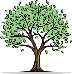 Arboreal Ambiance Handcrafted Vector AmbianceTranquil Treetops Hand-Drawn Tree Vector Treetops