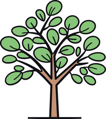 Obraz premium Tranquil Vistas Hand-Drawn Tree Vector LandscapesSylvan Script Handcrafted Tree Vector Scrolls