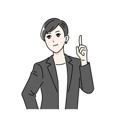 指を指して紹介をするビジネスパーソンのイラスト