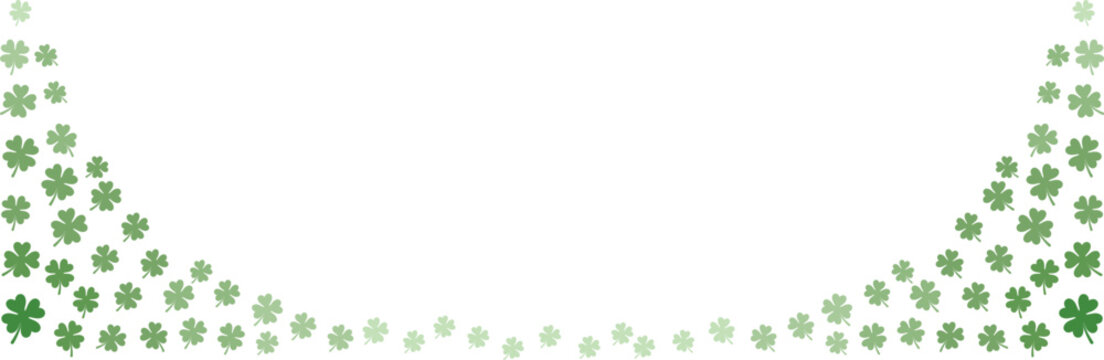 Seamless border of shamrock clover green leaves on transparent background vector decorative element template EPS 10