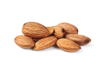 Dried almonds. Almonds on a white background. Heap of dry nuts