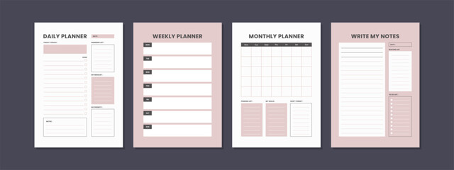 Set Of Planner Journal Organizer Form Template for Business, School Education or University