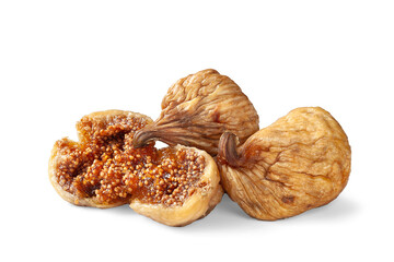 Dried figs. Dried fig fruits isolated on white. Dried fruits