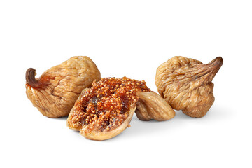 Dried figs. A bunch of fig fruits isolated on a white. Dried fruits
