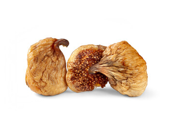 Dried figs. Bunch of dry fig fruits isolated on white. Dried fruits