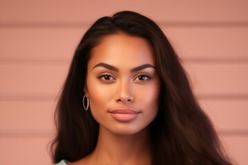 A portrait of a confident Maori woman with a subtle smirk, expressing strength and cultural pride