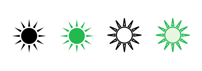 Sun icon set. Brightness Icon vector