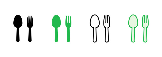 spoon and fork icon set. spoon, fork and knife icon vector. restaurant icon