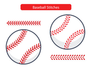 Baseball Stitches  on a white background, Vector illustration. - obrazy, fototapety, plakaty