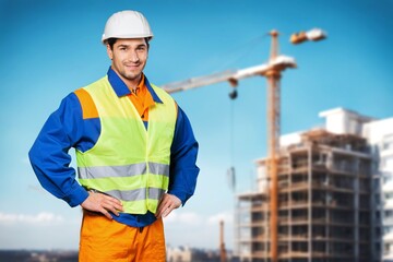 Engineer worker at construction building site