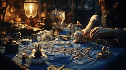 A jeweler makes jewelry. Pawn shop, jewelry appraisal. Generative ai - obrazy, fototapety, plakaty