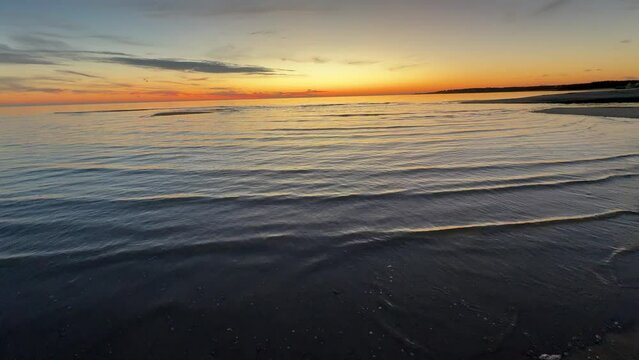 Calm Ocean Waves at Sunset on the Atlantic Ocean at Chatham, Cape Cod