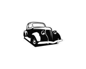 1932 car. silhouette design. isolated white background shown from the front. best for badge, emblem, icon, sticker design. vintage car industry