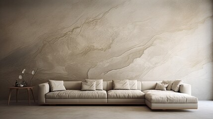 A 3D effect on the plain wall, with soft beige undertones, transforms it into a contemporary...