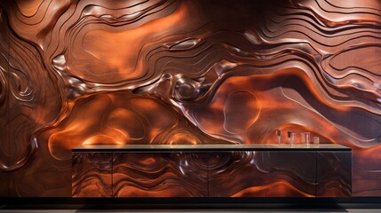 A 3D illusion in rich brown epoxy tones transforms the plain wall into a captivating visual experience, with its glossy texture unveiled in exquisite detail by the HD lens.