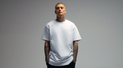 tattoo man white t-shirt mockup