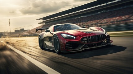 High-speed race as a racer takes on a challenging course. The scene focuses on the racer's precision and skill, with every move a testament to their expertise action. Generative ai