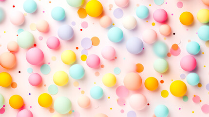 Whimsical pastel polka dot background, scattered dots in candy colors, perfect for a children's book cover or a lively social media post. Generative ai. - obrazy, fototapety, plakaty