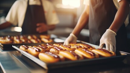 Artistry in Every Bite: Witness the Chef's Expertise as a Hotdog Masterpiece Takes Shape