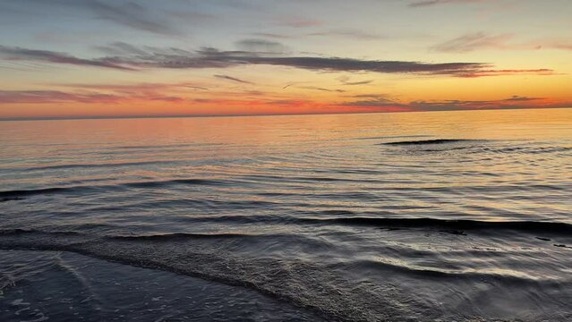 Calm Ocean Waves at Sunset on the Atlantic Ocean at Chatham, Cape Cod