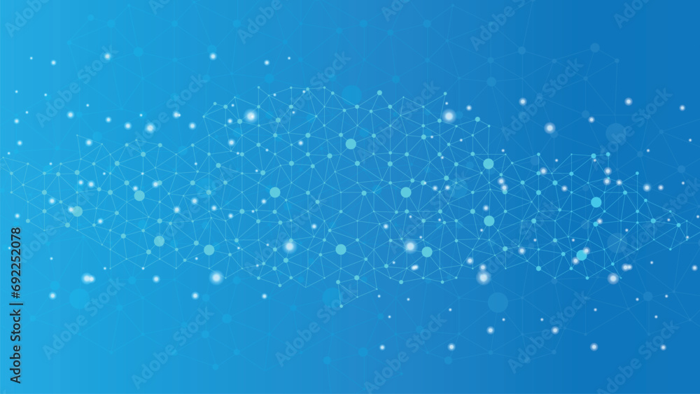Aufkleber global communication banner with technology network. network connection with lines and dots.