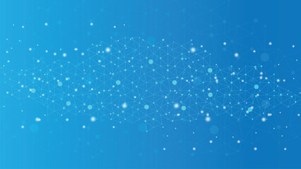 Global communication banner with technology network. network connection with lines and dots. 