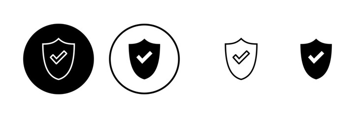 Shield check mark logo icons set. Protection approve sign. Safe icon vector