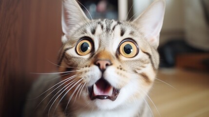 surprised cat make big eyes. American shorthair surprised cat or kitten funny face big eyes, cute, domestic, kitten, feline, Emotional surprised, kitty, wow