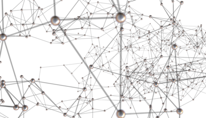 Neural network 3D illustration. Big data and cybersecurity